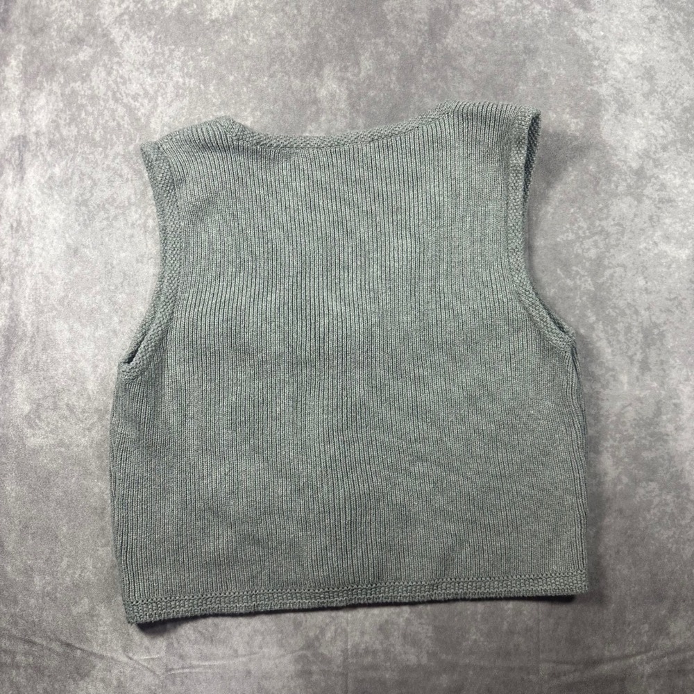 Abercrombie & Fitch Womens Gray Ribbed Knit Sweater Vest Large Preppy Collegiate - Picture 2 of 7